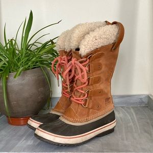 Sorel Winter Snow Boots Joan of Arctic 6.5/7 EU 37.5 EUC shearling trim